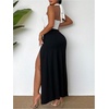 image:imageFloerns Womens Cut Out Sleeveless Halter Neck Twist Front Backless Dress Split Thigh Club Maxi DressesBlack and White