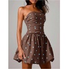 image:imageFloerns Womens Cute Summer Polka Dots Strapless Tube Mini DressesBrown