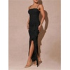 image:imageFloerns Womens Elegant Mesh Ruched Ruffle Wedding Guest Cocktail DressesBlack