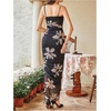 image:imageFloerns Womens Elegant Mesh Ruched Ruffle Wedding Guest Cocktail DressesBlack Floral