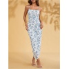 image:imageFloerns Womens Elegant Mesh Ruched Ruffle Wedding Guest Cocktail DressesBlue White Floral
