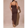 image:imageFloerns Womens Elegant Mesh Ruched Ruffle Wedding Guest Cocktail DressesCoffee Chocolate Brown
