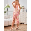 image:imageFloerns Womens Elegant Mesh Ruched Ruffle Wedding Guest Cocktail DressesPink Floral