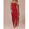 image:imageFloerns Womens Elegant Mesh Ruched Ruffle Wedding Guest Cocktail DressesRed