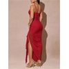 image:imageFloerns Womens Elegant Mesh Ruched Ruffle Wedding Guest Cocktail DressesRed