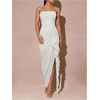 image:imageFloerns Womens Elegant Mesh Ruched Ruffle Wedding Guest Cocktail DressesWhite