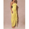image:imageFloerns Womens Elegant Mesh Ruched Ruffle Wedding Guest Cocktail DressesYellow