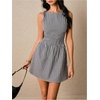 image:imageFloerns Womens Gingham A Line Dress Mini Checkered Elegant DressesBlack and White