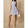 image:imageFloerns Womens Gingham A Line Dress Mini Checkered Elegant DressesBlue and White