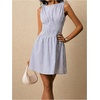 image:imageFloerns Womens Gingham A Line Dress Mini Checkered Elegant DressesBlue and White