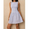 image:imageFloerns Womens Gingham A Line Dress Mini Checkered Elegant DressesBlue and White