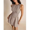 image:imageFloerns Womens Gingham A Line Dress Mini Checkered Elegant DressesBrown