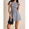 image:imageFloerns Womens Gingham A Line Dress Mini Checkered Elegant DressesDark Blue