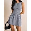 image:imageFloerns Womens Gingham A Line Dress Mini Checkered Elegant DressesDark Blue