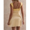 image:imageFloerns Womens Halter Ruched Sweetheart Slip Dress Backless Mini DressesYellow