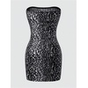 image:imageFloerns Womens Leopard Print Sleeveless Tube Top Club Dress Split Bodycon Mini DressBlack