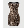image:imageFloerns Womens Leopard Print Sleeveless Tube Top Club Dress Split Bodycon Mini DressBrown