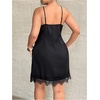image:imageFloerns Womens Plus Size Satin Lace Trim Halter Dress Sleeveless Evening Party Night Out DressesBlack