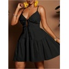 image:imageFloerns Womens Plus Size Tie Knot Front Criss Cross Ruffle Hem Cami ALine Mini DressBlack