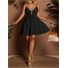 image:imageFloerns Womens Plus Size Tie Knot Front Criss Cross Ruffle Hem Cami ALine Mini DressBlack
