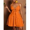 image:imageFloerns Womens Plus Size Tie Knot Front Criss Cross Ruffle Hem Cami ALine Mini DressOrange