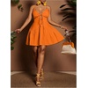 image:imageFloerns Womens Plus Size Tie Knot Front Criss Cross Ruffle Hem Cami ALine Mini DressOrange