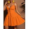 image:imageFloerns Womens Plus Size Tie Knot Front Criss Cross Ruffle Hem Cami ALine Mini DressOrange