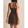 image:imageFloerns Womens Polka Dots Halter Mini Dress Ruched Bust Sleeveless A Line Night Out DressesBrown