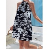 image:imageFloerns Womens Sleeveless Floral Sundress Halter Neck A Line Short DressBlack