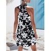 image:imageFloerns Womens Sleeveless Floral Sundress Halter Neck A Line Short DressBlack