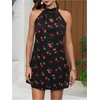 image:imageFloerns Womens Sleeveless Floral Sundress Halter Neck A Line Short DressBlack Cherry