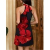 image:imageFloerns Womens Sleeveless Floral Sundress Halter Neck A Line Short DressBlack and Red
