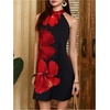 image:imageFloerns Womens Sleeveless Floral Sundress Halter Neck A Line Short DressBlack and Red