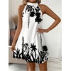 image:imageFloerns Womens Sleeveless Floral Sundress Halter Neck A Line Short DressBlack and White