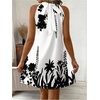 image:imageFloerns Womens Sleeveless Floral Sundress Halter Neck A Line Short DressBlack and White
