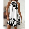 image:imageFloerns Womens Sleeveless Floral Sundress Halter Neck A Line Short DressBlack and White