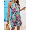 image:imageFloerns Womens Sleeveless Floral Sundress Halter Neck A Line Short DressBlue and Purple