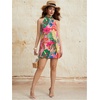 image:imageFloerns Womens Sleeveless Floral Sundress Halter Neck A Line Short DressCoral Pink
