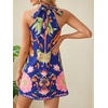 image:imageFloerns Womens Sleeveless Floral Sundress Halter Neck A Line Short DressDark Blue