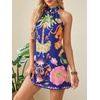 image:imageFloerns Womens Sleeveless Floral Sundress Halter Neck A Line Short DressDark Blue
