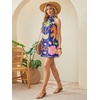image:imageFloerns Womens Sleeveless Floral Sundress Halter Neck A Line Short DressDark Blue