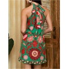 image:imageFloerns Womens Sleeveless Floral Sundress Halter Neck A Line Short DressForest Green Floral