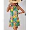 image:imageFloerns Womens Sleeveless Floral Sundress Halter Neck A Line Short DressGreen
