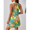 image:imageFloerns Womens Sleeveless Floral Sundress Halter Neck A Line Short DressGreen