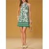 image:imageFloerns Womens Sleeveless Floral Sundress Halter Neck A Line Short DressGreen Beige Tropical