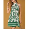 image:imageFloerns Womens Sleeveless Floral Sundress Halter Neck A Line Short DressGreen Beige Tropical