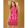 image:imageFloerns Womens Sleeveless Floral Sundress Halter Neck A Line Short DressHot Pink Heart
