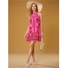 image:imageFloerns Womens Sleeveless Floral Sundress Halter Neck A Line Short DressHot Pink Heart