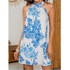image:imageFloerns Womens Sleeveless Floral Sundress Halter Neck A Line Short DressLake Blue White Tropical