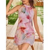 image:imageFloerns Womens Sleeveless Floral Sundress Halter Neck A Line Short DressLight Pink Floral